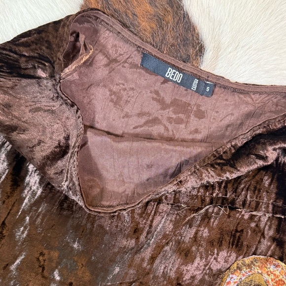 Vintage Y2K Bebe Brown Velvet Tiered Skirt | Fairycore Boho Mini - Picture 3 of 4